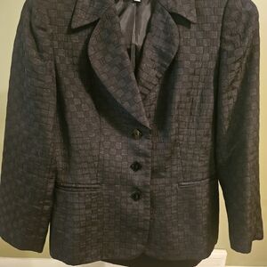 Jones New York Navy Textured Checked Blazer